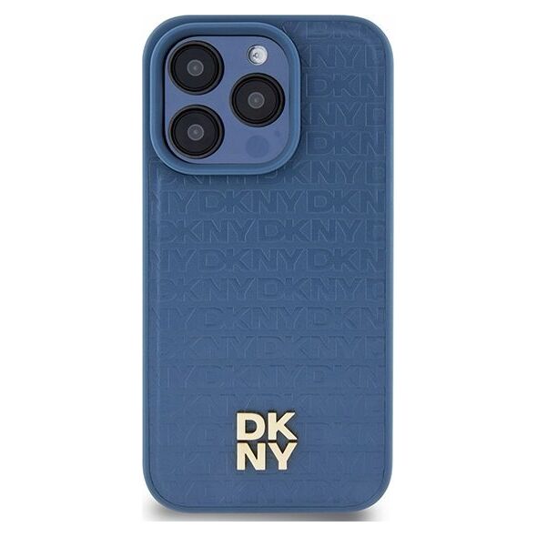 DKNY DKNY DKHMP15LPSHRPSB iPhone 15 Pro 6.1" niebieski/blue hardcase Leather Monogram Pattern Metal Logo MagSafe