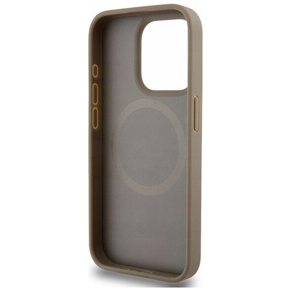 DKNY DKNY DKHMP15LPSOSPW iPhone 15 Pro 6.1" brązowy/brown hardcase Leather Printed Pattern Metal Logo MagSafe