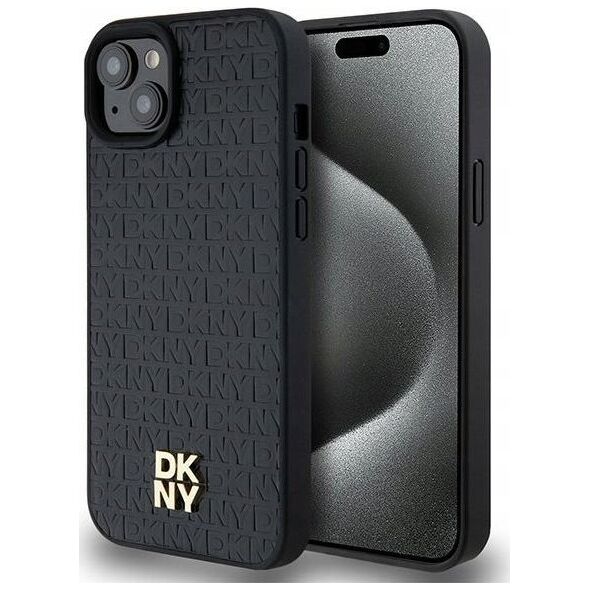 DKNY DKNY DKHMP15SPSHRPSK iPhone 15 / 14 / 13 6.1" czarny/black hardcase Leather Pattern Metal Logo MagSafe
