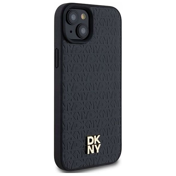 DKNY DKNY DKHMP15SPSHRPSK iPhone 15 / 14 / 13 6.1" czarny/black hardcase Leather Pattern Metal Logo MagSafe