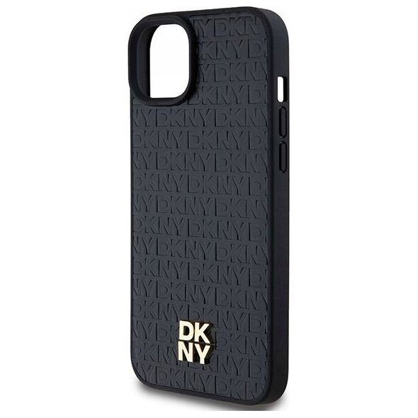 DKNY DKNY DKHMP15SPSHRPSK iPhone 15 / 14 / 13 6.1" czarny/black hardcase Leather Pattern Metal Logo MagSafe