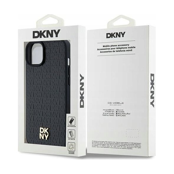 DKNY DKNY DKHMP15SPSHRPSK iPhone 15 / 14 / 13 6.1" czarny/black hardcase Leather Pattern Metal Logo MagSafe