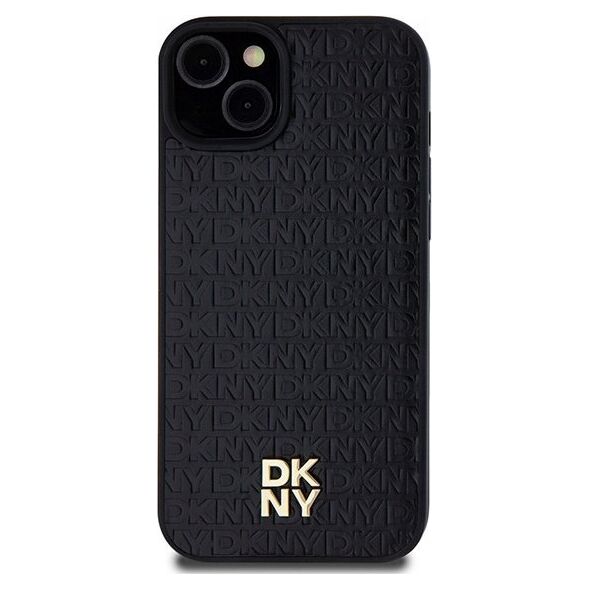 DKNY DKNY DKHMP15MPSHRPSK iPhone 15 Plus / 14 Plus 6.7" czarny/black hardcase Leather Monogram Pattern Metal Logo MagSafe