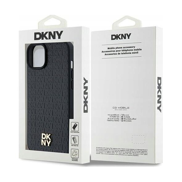 DKNY DKNY DKHMP15MPSHRPSK iPhone 15 Plus / 14 Plus 6.7" czarny/black hardcase Leather Monogram Pattern Metal Logo MagSafe
