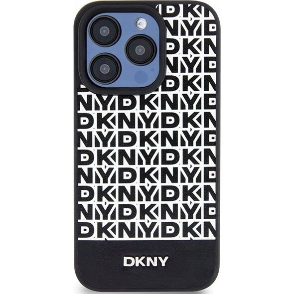 DKNY DKNY DKHMP15XPSOSPK iPhone 15 Pro Max 6.7" czarny/black hardcase Leather Printed Pattern Metal Logo MagSafe