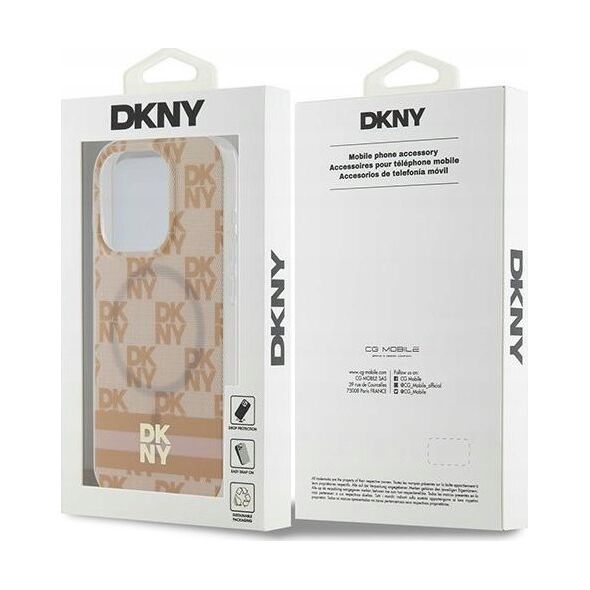 DKNY DKNY DKHMP15XHCPTSP iPhone 15 Pro Max 6.7" różowy/pink hardcase IML Checkered Mono Pattern & Printed Stripes MagSafe
