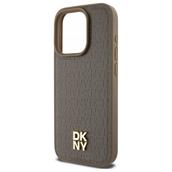 DKNY DKNY DKHMP15XPSHRPSW iPhone 15 Pro Max 6.7" brown/brown hardcase Leather Pattern Metal Logo MagSafe