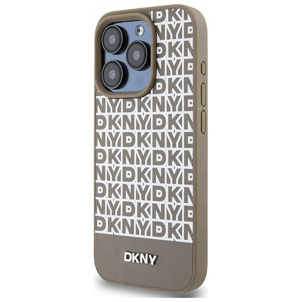 DKNY DKNY DKHMP15XPSOSPW iPhone 15 Pro Max 6.7" brązowy/brown hardcase Leather Printed Pattern Metal Logo MagSafe