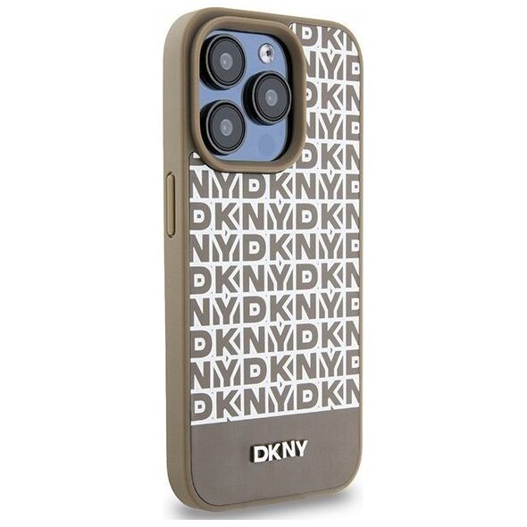 DKNY DKNY DKHMP15XPSOSPW iPhone 15 Pro Max 6.7" brązowy/brown hardcase Leather Printed Pattern Metal Logo MagSafe