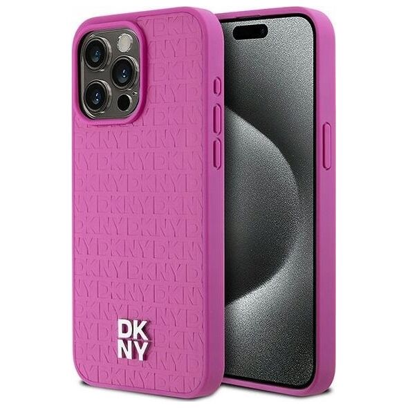 DKNY DKNY DKHMP15XPSHRPSP iPhone 15 Pro Max 6.7" różowy/pink hardcase Leather Monogram Pattern Metal Logo MagSafe