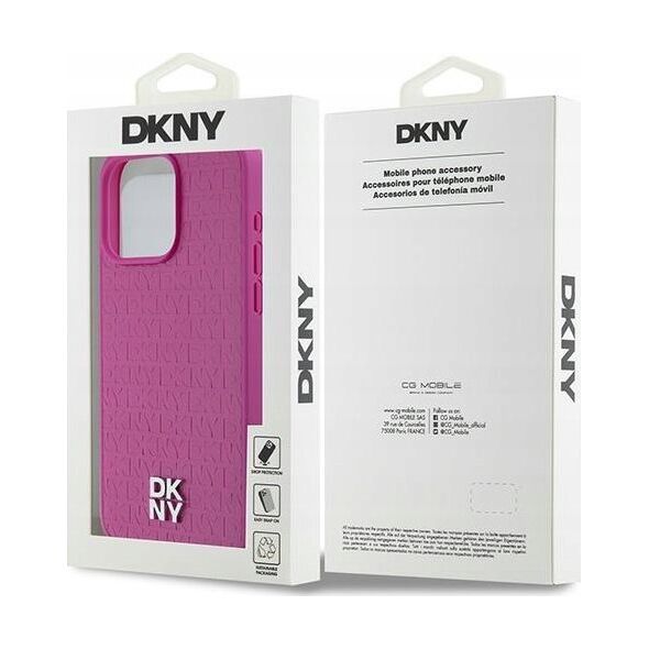 DKNY DKNY DKHMP15XPSHRPSP iPhone 15 Pro Max 6.7" różowy/pink hardcase Leather Monogram Pattern Metal Logo MagSafe