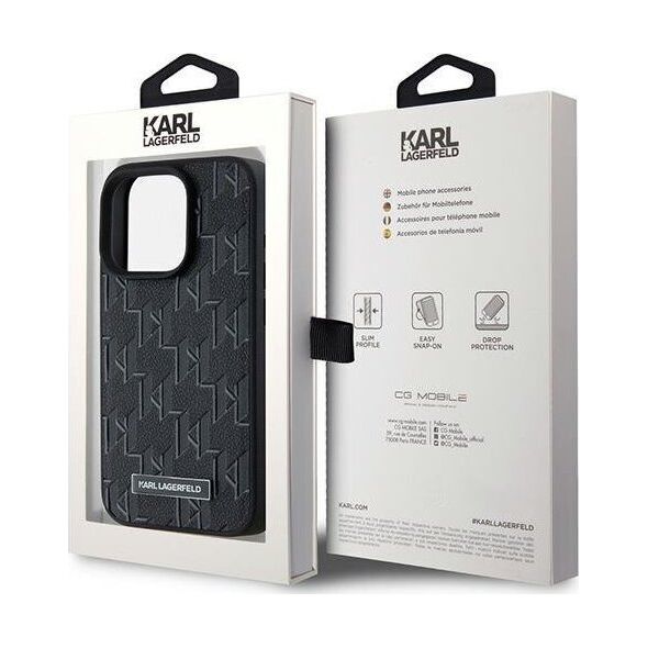 Karl Lagerfeld Karl Lagerfeld KLHMP15XPKHPORPK iPhone 15 Pro Max 6.7" hardcase czarny/black Leather Monogram Metal Logo