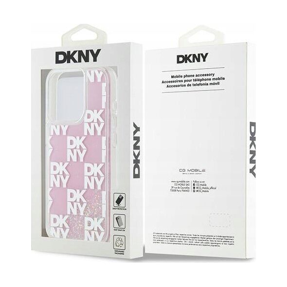 DKNY DKNY Liquid Glitter Multilogo - Etui iPhone 15 Pro (różowy)