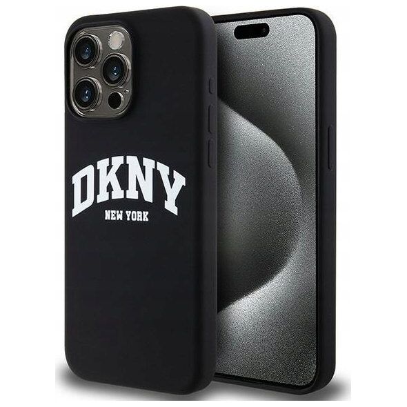 DKNY DKNY Liquid Silicone White Printed Logo MagSafe - Etui iPhone 15 Pro Max (czarny)