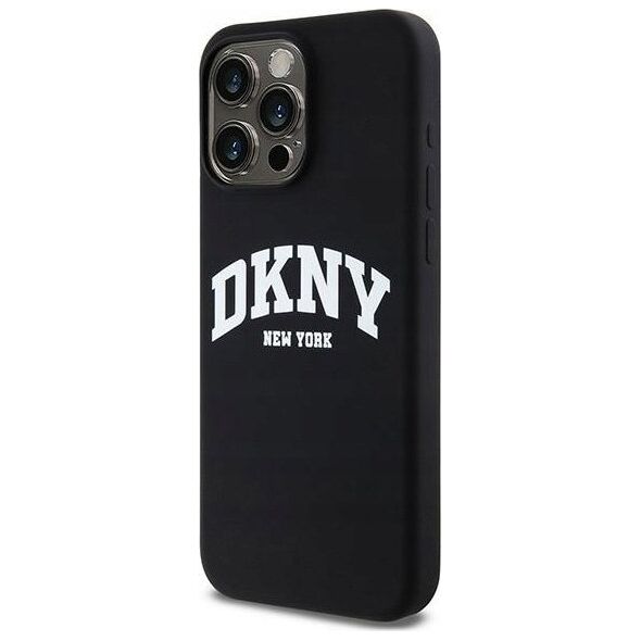 DKNY DKNY Liquid Silicone White Printed Logo MagSafe - Etui iPhone 15 Pro Max (czarny)