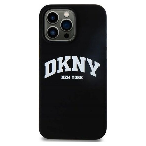 DKNY DKNY Liquid Silicone White Printed Logo MagSafe - Etui iPhone 15 Pro Max (czarny)
