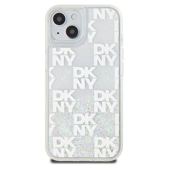 DKNY DKNY Liquid Glitter Multilogo - Etui iPhone 15 / 14 / 13 (biały)
