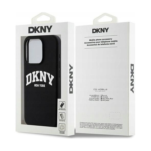 DKNY DKNY Liquid Silicone White Printed Logo MagSafe - Etui iPhone 15 Pro (czarny)