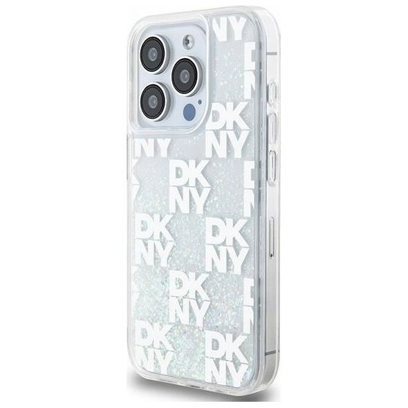 DKNY DKNY Liquid Glitter Multilogo - Etui iPhone 15 Pro (biały)