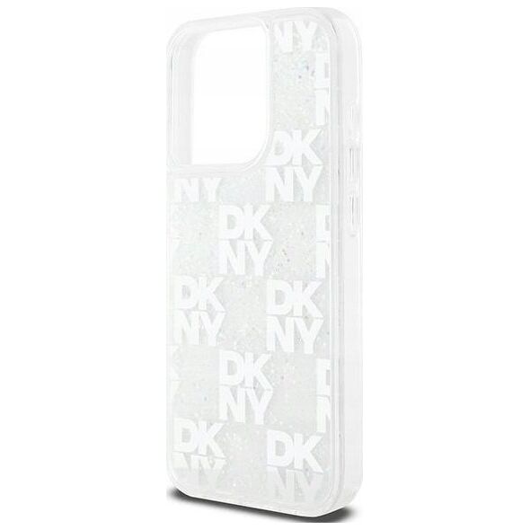 DKNY DKNY Liquid Glitter Multilogo - Etui iPhone 15 Pro (biały)