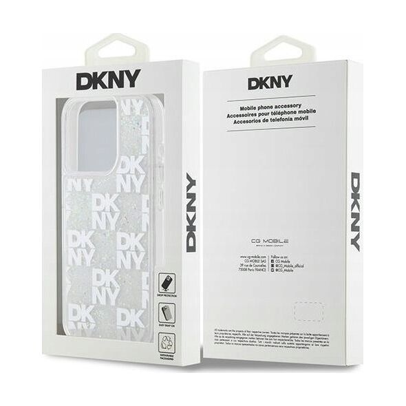 DKNY DKNY Liquid Glitter Multilogo - Etui iPhone 15 Pro (biały)