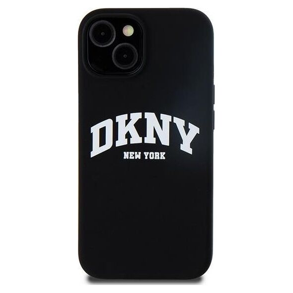 DKNY DKNY Liquid Silicone White Printed Logo MagSafe - Etui iPhone 14 / 15 / 13 (czarny)