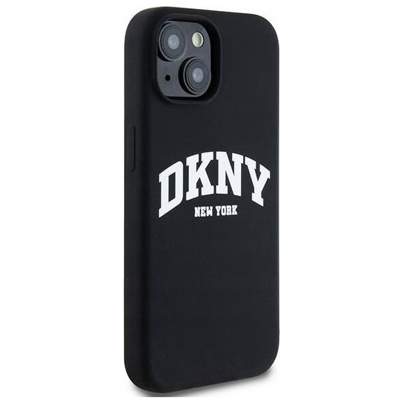 DKNY DKNY Liquid Silicone White Printed Logo MagSafe - Etui iPhone 14 / 15 / 13 (czarny)