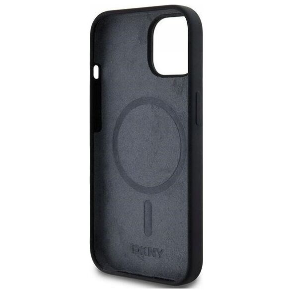 DKNY DKNY Liquid Silicone White Printed Logo MagSafe - Etui iPhone 14 / 15 / 13 (czarny)