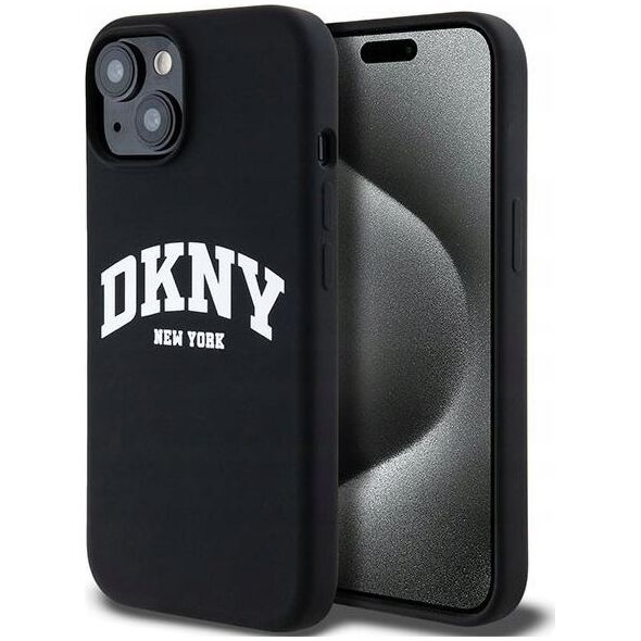 DKNY DKNY Liquid Silicone White Printed Logo MagSafe - Etui iPhone 15 / 14 / 13 (czarny)