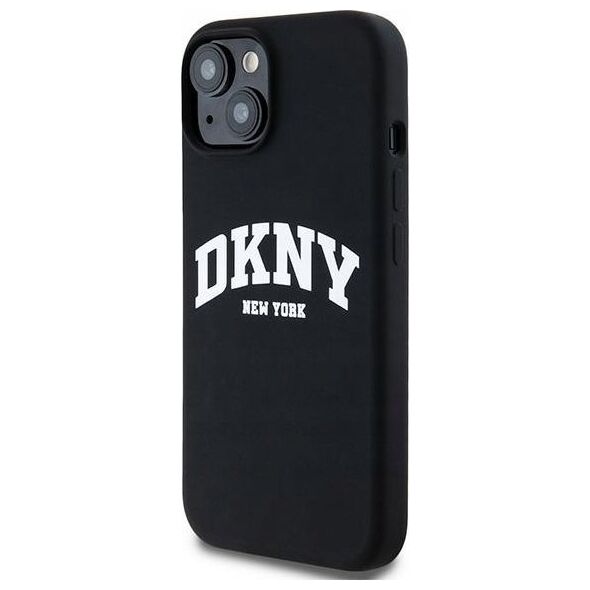 DKNY DKNY Liquid Silicone White Printed Logo MagSafe - Etui iPhone 15 / 14 / 13 (czarny)
