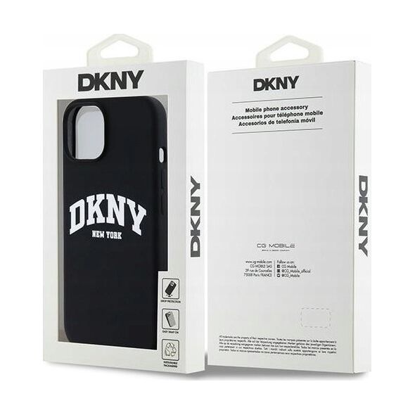 DKNY DKNY Liquid Silicone White Printed Logo MagSafe - Etui iPhone 15 / 14 / 13 (czarny)