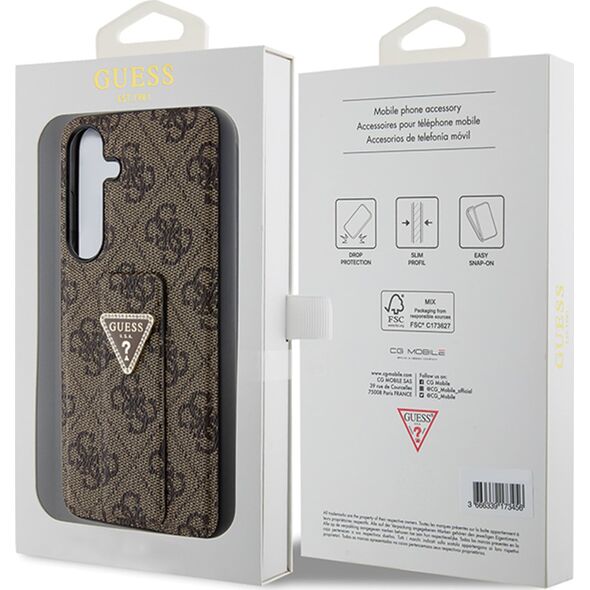 Guess Guess Grip Stand 4G Triangle Strass Logo - Etui Samsung Galaxy S24 (brązowy)