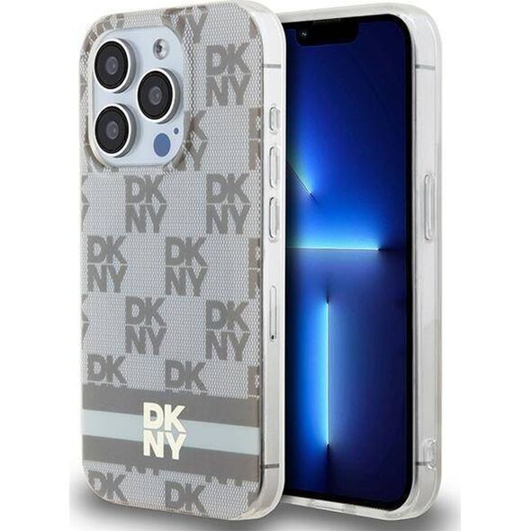 DKNY DKNY DKHMP14LHCPTSE iPhone 14 Pro 6.1" beżowy/beige hardcase IML Checkered Mono Pattern & Printed Stripes MagSafe