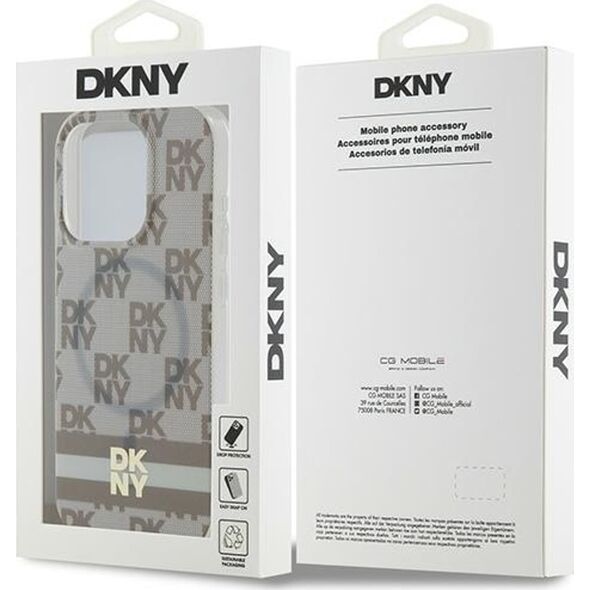 DKNY DKNY DKHMP14LHCPTSE iPhone 14 Pro 6.1" beżowy/beige hardcase IML Checkered Mono Pattern & Printed Stripes MagSafe