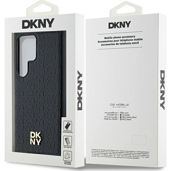 DKNY DKNY DKHMS24LPSHRPSK S24 Ultra S928 czarny/black hardcase Leather Pattern Metal Logo MagSafe
