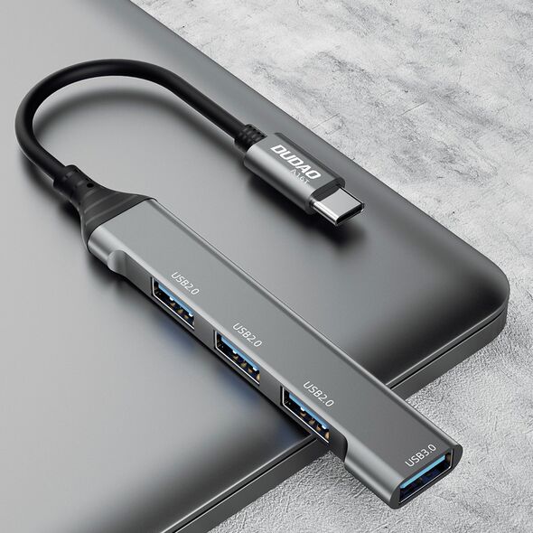 Dudao Dudao HUB 4in1 USB-C/4x USB-A(3 x USB 2.0/USB 3.0) 6,3cm czarny (A16T)