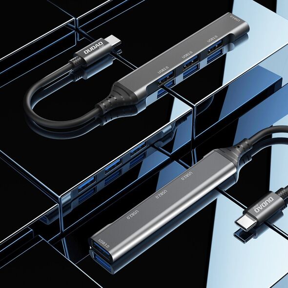 Dudao Dudao HUB 4in1 USB-C/4x USB-A(3 x USB 2.0/USB 3.0) 6,3cm czarny (A16T)