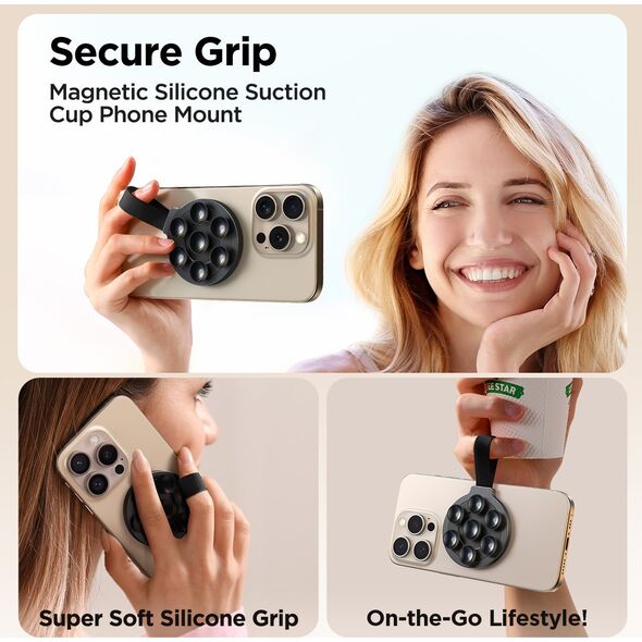 Joyroom Genialny uchwyt na telefon magnetyczny z przyssawkami czarny Genialny uchwyt na telefon magnetyczny z przyssawkami czarny