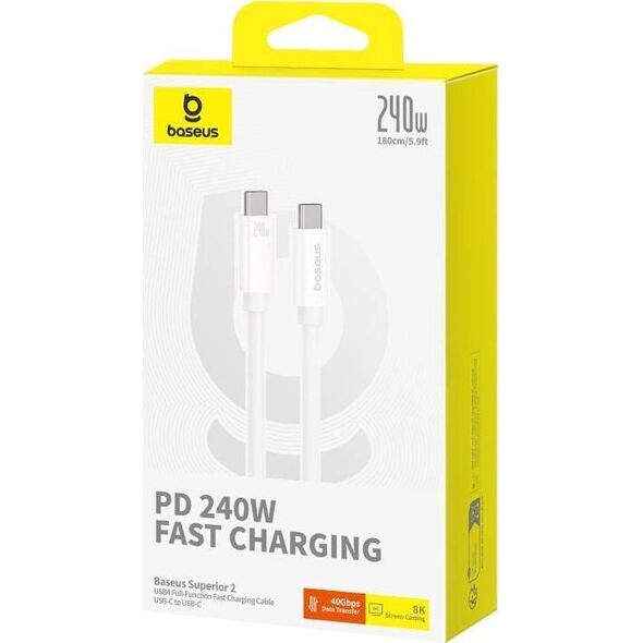 Kabel USB Baseus USB-C - USB-C 1.8 m Biały (BSU4921)