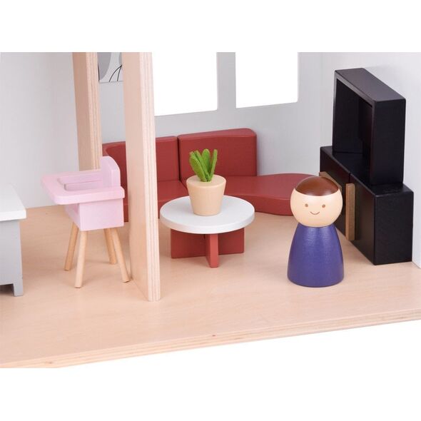 Jokomisiada Drewniany domek dla lalek Loft z lalkami (ZA5073)