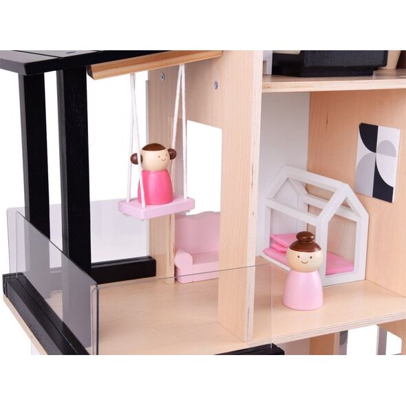 Jokomisiada Drewniany domek dla lalek Loft z lalkami (ZA5073)