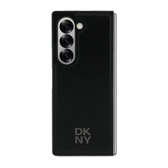 DKNY DKNY DKHMZFD6PSMCSLK Z Fold6 F956 czarny/black Magsafe Plain Leather Metal Stack Logo