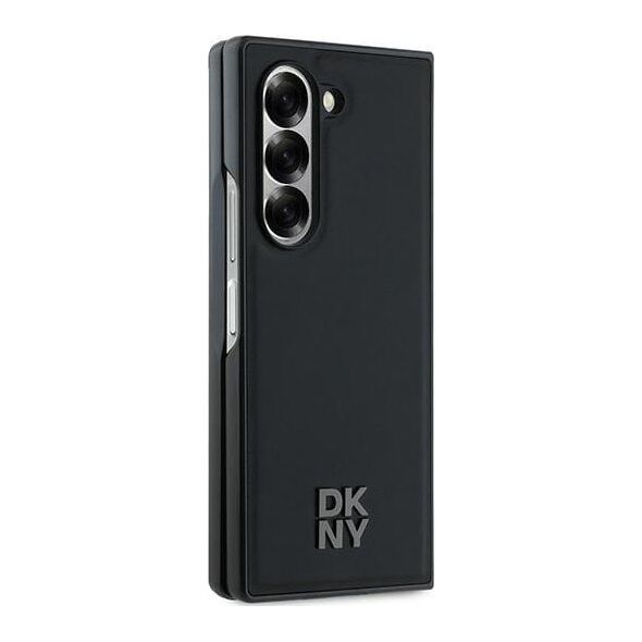 DKNY DKNY DKHMZFD6PSMCSLK Z Fold6 F956 czarny/black Magsafe Plain Leather Metal Stack Logo