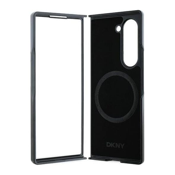 DKNY DKNY DKHMZFD6PSMCSLK Z Fold6 F956 czarny/black Magsafe Plain Leather Metal Stack Logo