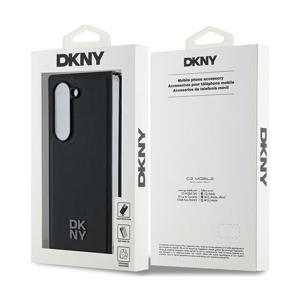 DKNY DKNY DKHMZFD6PSMCSLK Z Fold6 F956 czarny/black Magsafe Plain Leather Metal Stack Logo