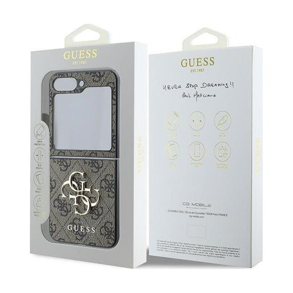 Guess Guess GUHCZF64GMGBR Z Flip6 F741 brązowy/brown Leather 4G Metal Logo