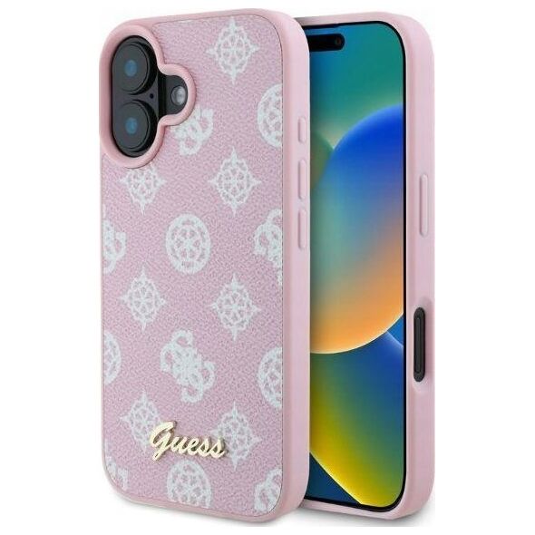 Guess Guess GUHMP16SPGPYSP iPhone 16 6.1" różowy/pink hardcase Peony Script MagSafe
