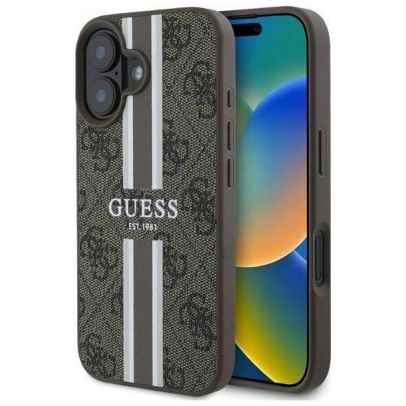 Guess Guess GUHMP16SP4RPSW iPhone 16 6.1" brązowy/brown hardcase 4G Printed Stripes MagSafe