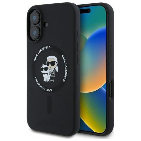 Karl Lagerfeld Karl Lagerfeld KLHMP16SSCMKCRHK iPhone 16 6.1" czarny/black hardcase Silicone KC Heads Ring MagSafe