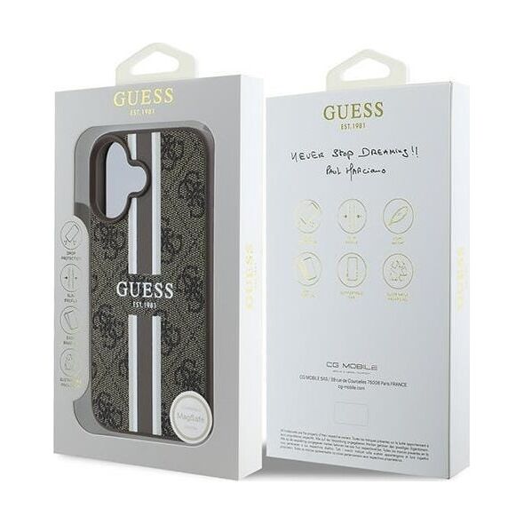 Guess Guess GUHMP16MP4RPSW iPhone 16 Plus 6.7" brązowy/brown hardcase 4G Printed Stripes MagSafe
